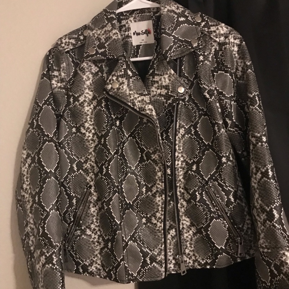Leather Snake Print Jacket